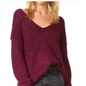 Free People Lofty V Neck Sweater in XSmall Burgundy